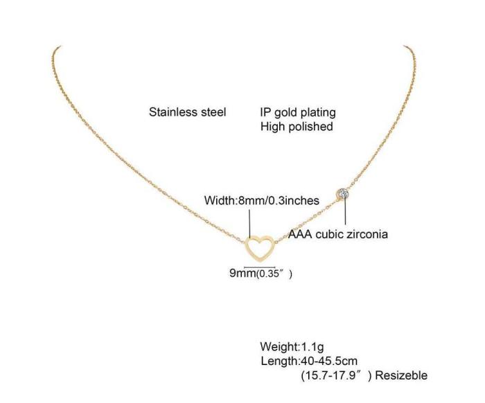 Wholesale Stainless Steel Heart Necklace with Zircon