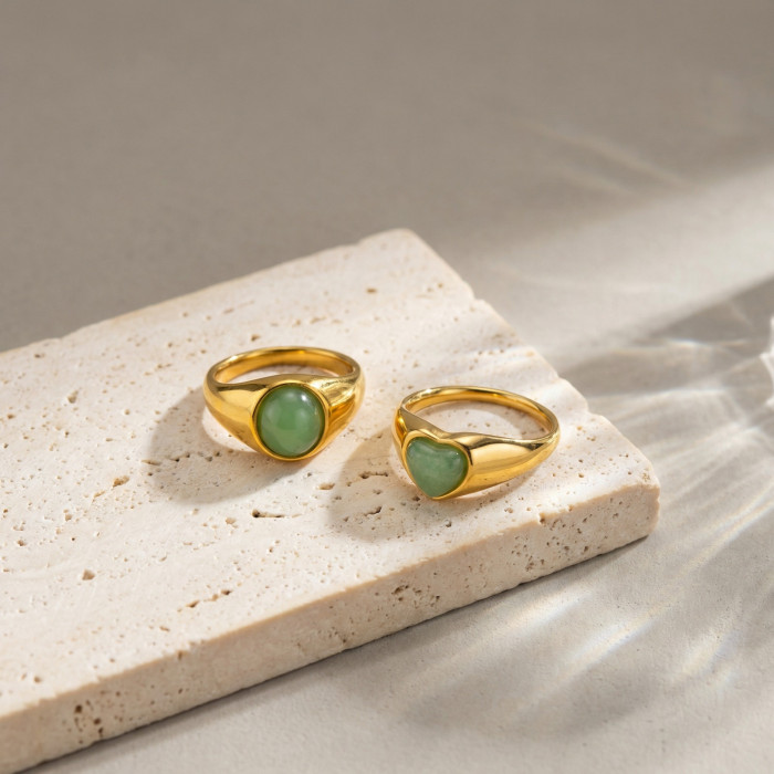 Wholesale Stainless Steel Natural Stone Signet Rings