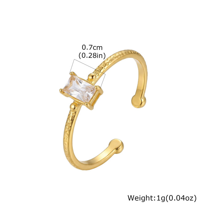 Wholesale Stainless Steel Textured Zircon Open Rings