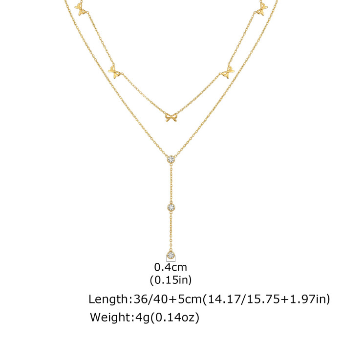 Wholesale Stainless Steel Bow Knot Charm Necklace