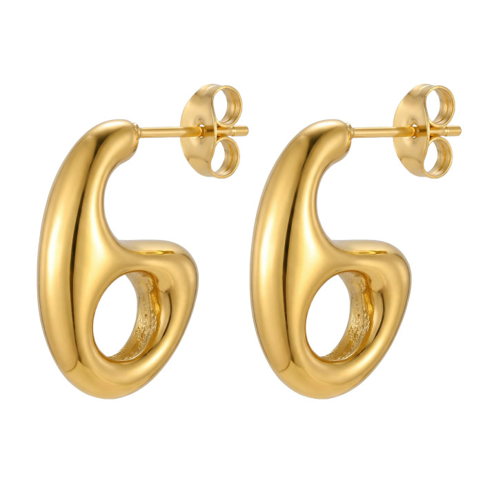 Wholesale Stainless Steel Abstract Hoop Earrings
