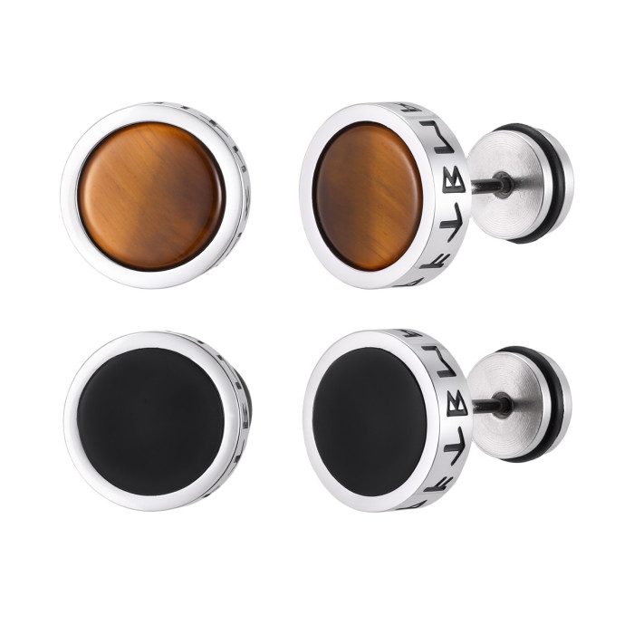 Wholesale Stainless Steel Tiger Eye Stud Earrings