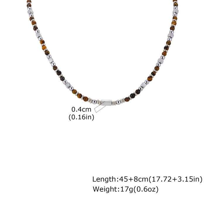Wholesale Stainless Steel Natural Stone Beaded Necklace