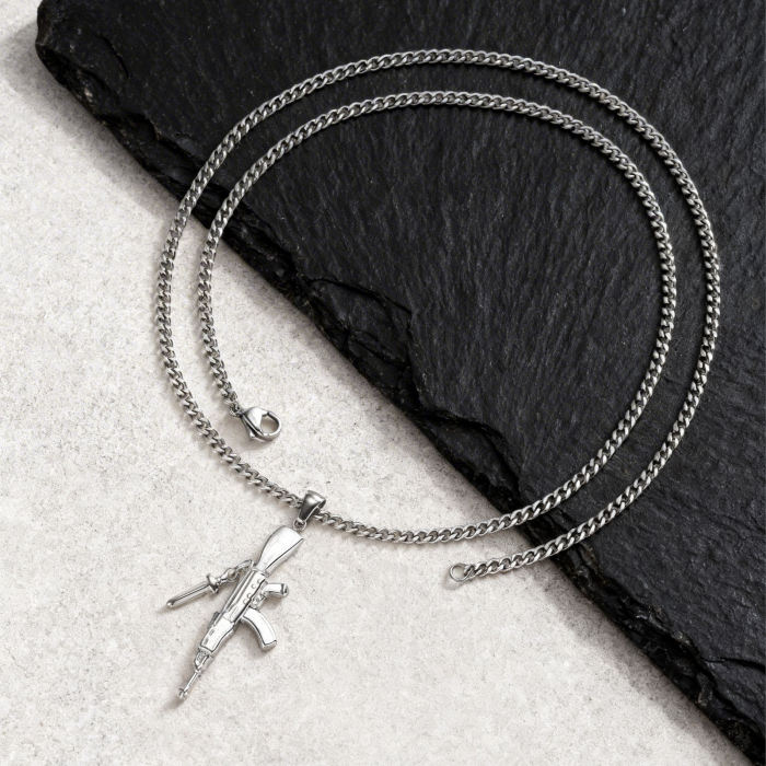 Wholesale Stainless Steel Rifle Pendant Necklace