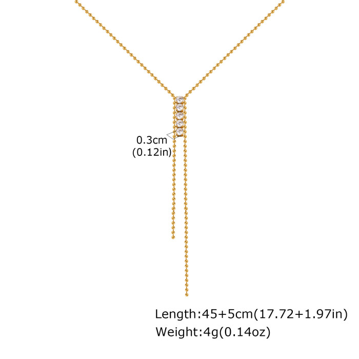 Wholesale 18K Gold Plated Ball Chain Y-Necklace with Zircon