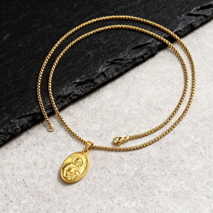 Wholesale 18K Gold Plated Sacred Heart of Jesus Medal Necklace