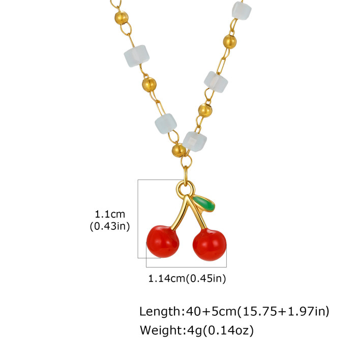 Wholesale 18K Gold Plated Red Cherry Pendant Necklace Set
