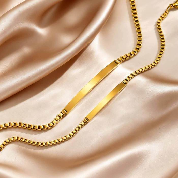 Wholesale 18K Gold Plated Engravable Bar Bracelet