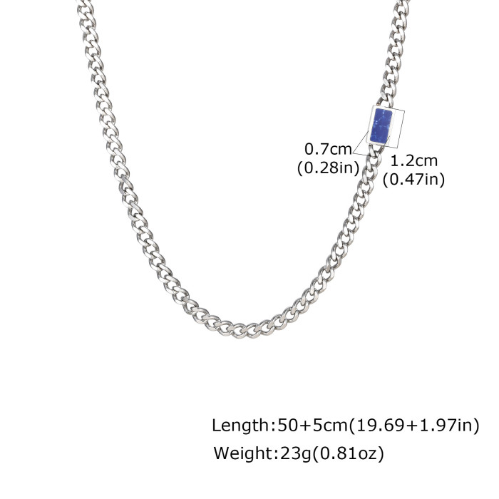 Wholesale Stainless Steel Curb Cuban Necklace with Natural Stone