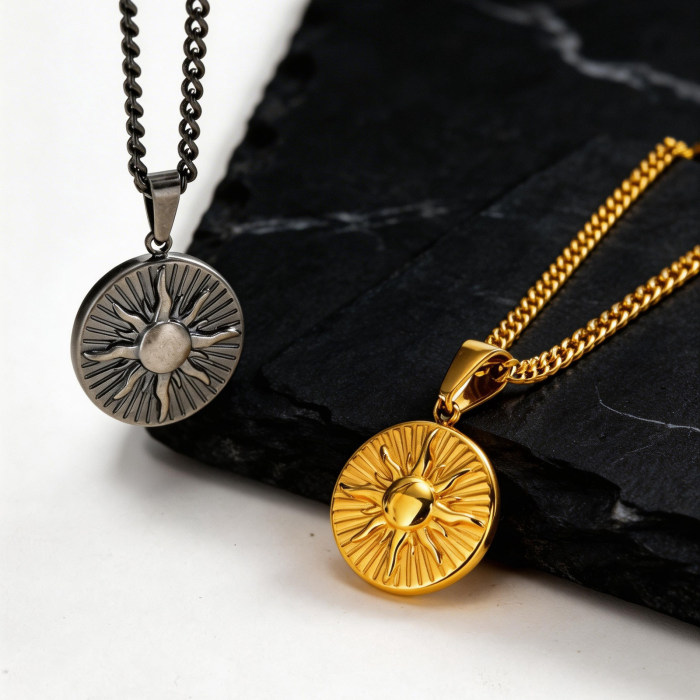 Wholesale Stainless Steel Sun God Medallion Necklace
