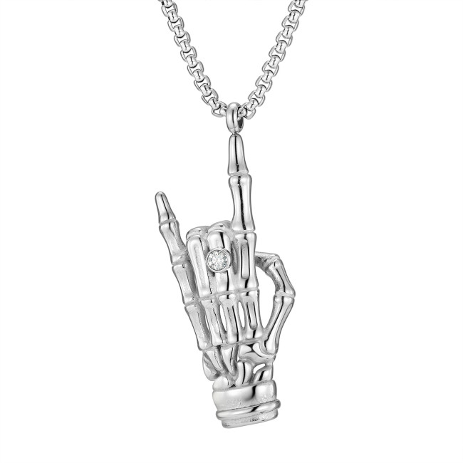 Wholesale Skeleton  Hand Rock Gesture Necklace
