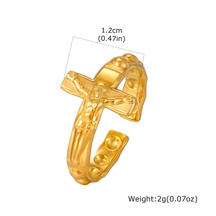 Wholesale Stainless Steel Crucifix Open Ring
