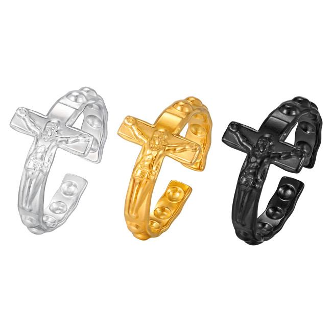 Wholesale Stainless Steel Crucifix Open Ring