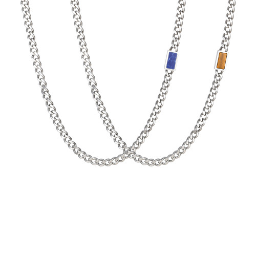 Wholesale Stainless Steel Curb Cuban Necklace with Natural Stone