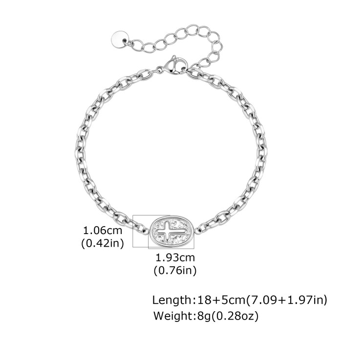 Wholesale Stainless Steel Cross Oval Medal Bracelet