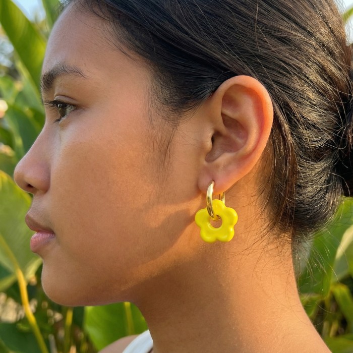 Wholesale Stainless Steel Colorful Flower Earrings