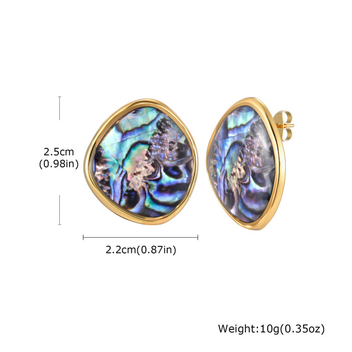 Wholesale Gold Plated Irregular Shell & Abalone Stud Earrings