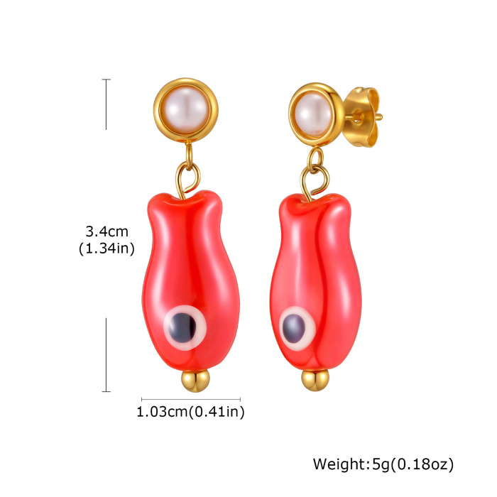 Wholesale Stainless Steel Pearl Stud Fish Earrings