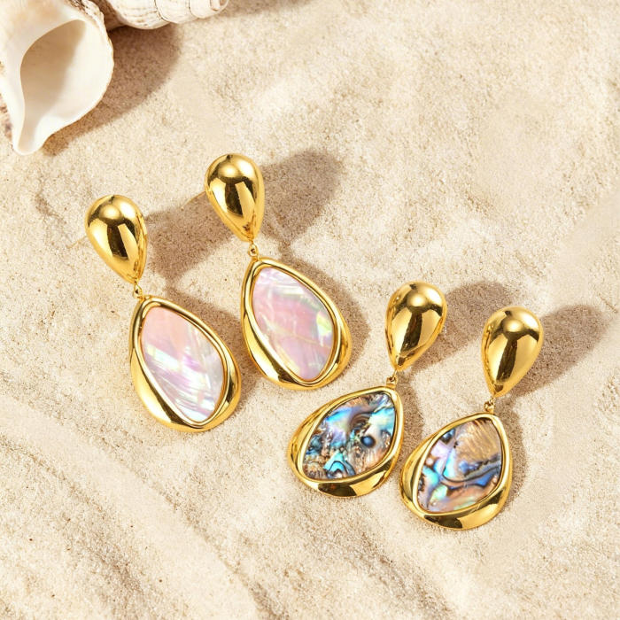 Wholesale Waterdrop Shell & Abalone Inlay Earrings