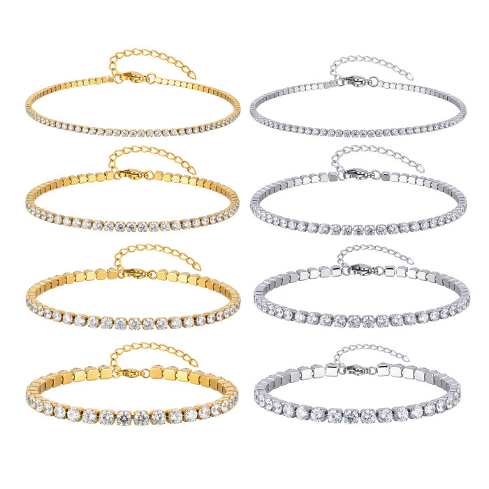 Wholesale Stainless Steel CZ Tennis Anklet