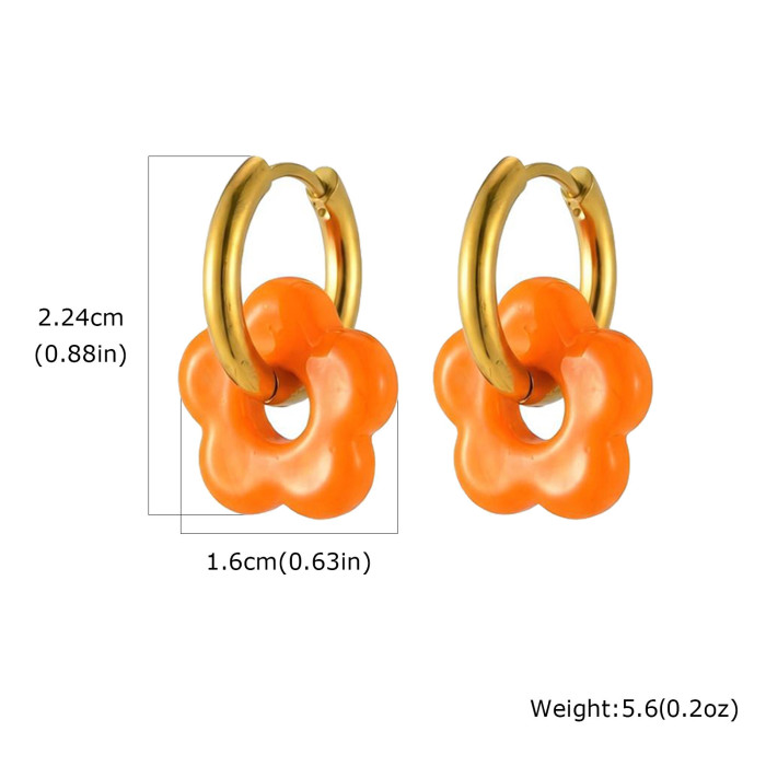 Wholesale Stainless Steel Colorful Flower Earrings