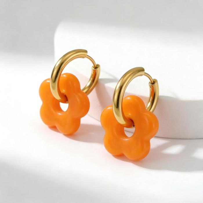 Wholesale Stainless Steel Colorful Flower Earrings