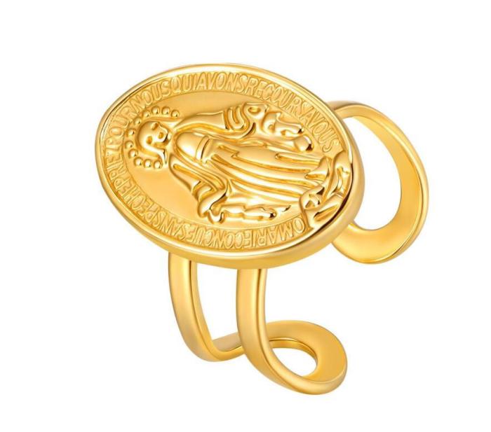 Wholesale Stainless Steel Religious Madonna Oval Signet Ring