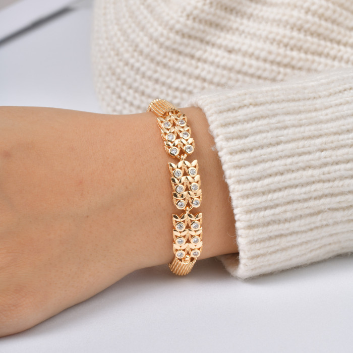 Wholesale Luxury Gold Plated Wheat Link Bracelet