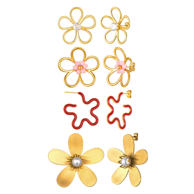 Wholesale Stainless Steel Diverse Floral Designs Earrings