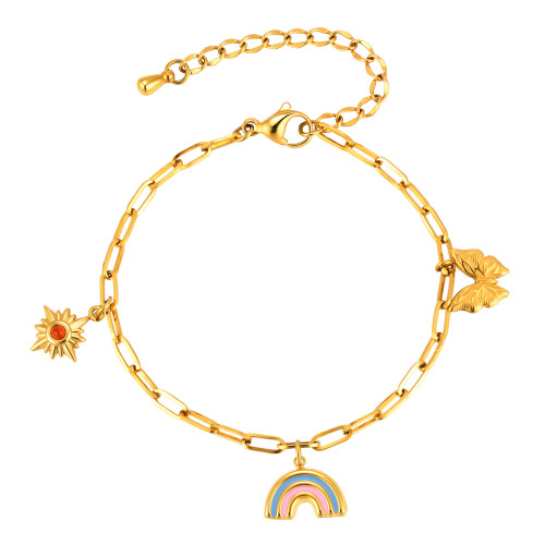 Wholesale Stainless Steel Paperclip Chain Rainbow Bracelet