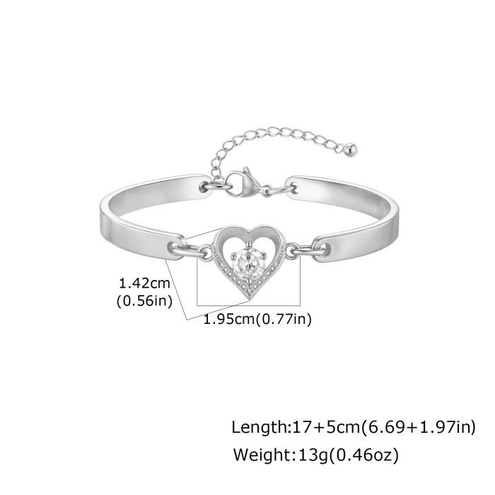 Wholesale Stainless Steel Heart Bangle Bracelet