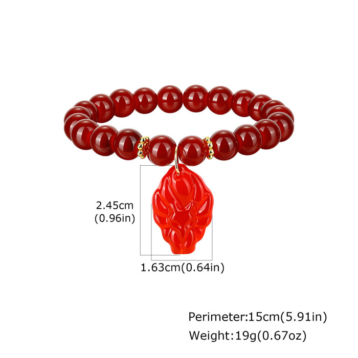 Wholesale Natural Gemstone Beaded Bracelet - Carved Fox Amulet