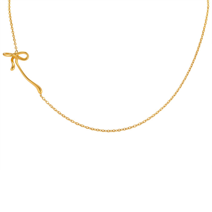 Wholesale Stainless Steel Side Bowknot Necklace