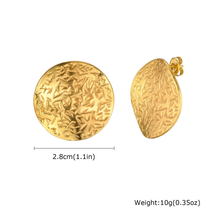 Wholesale Gold Plated Textured Round Disk Stud Earrings