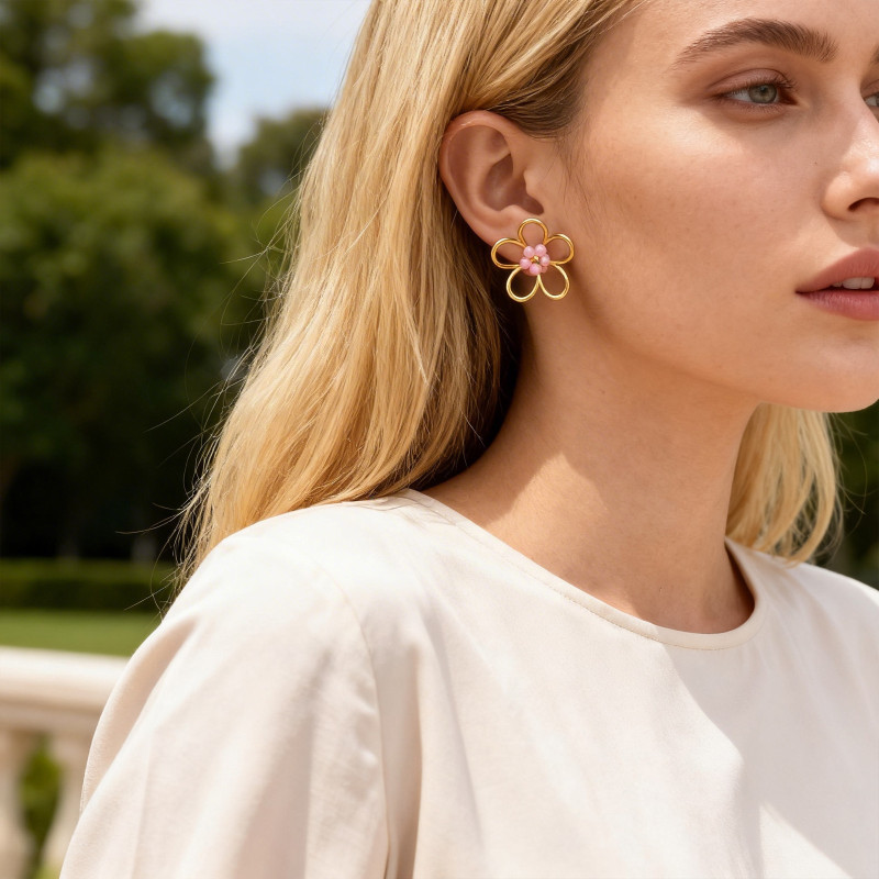 Wholesale Stainless Steel Diverse Floral Designs Earrings