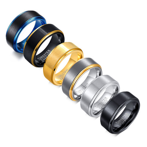 Black Tungsten Brushed Center Rings Wholesale