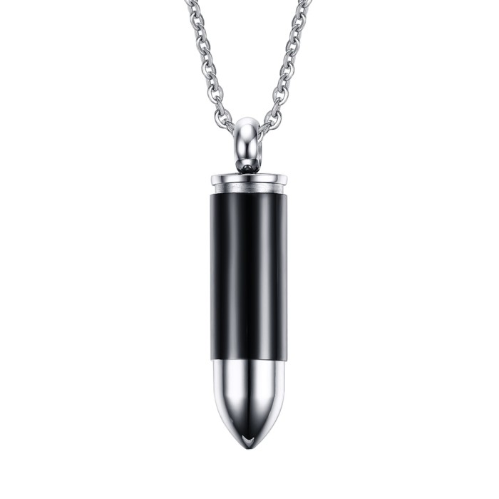 Wholesale Stainless Steel Bullet Cremation Pendants with Chain