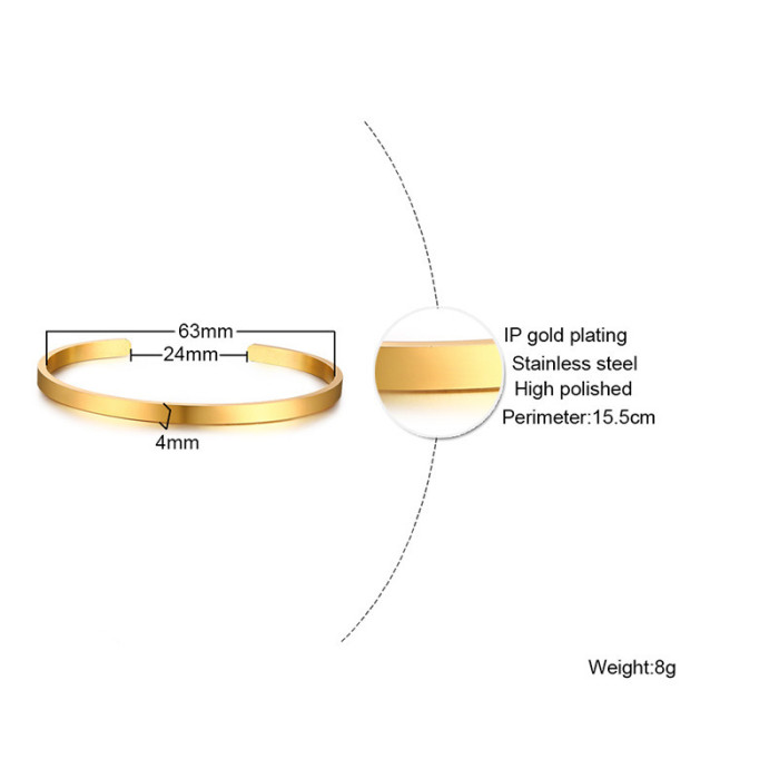 Stainless Steel 3mm 4mm 5mm 6mm 8mm 10mm Width Plane Bangle Wholesale