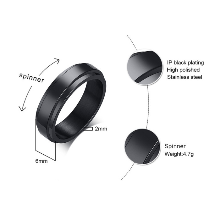 Wholesale Stainless Steel Gold Plated Spinner Ring