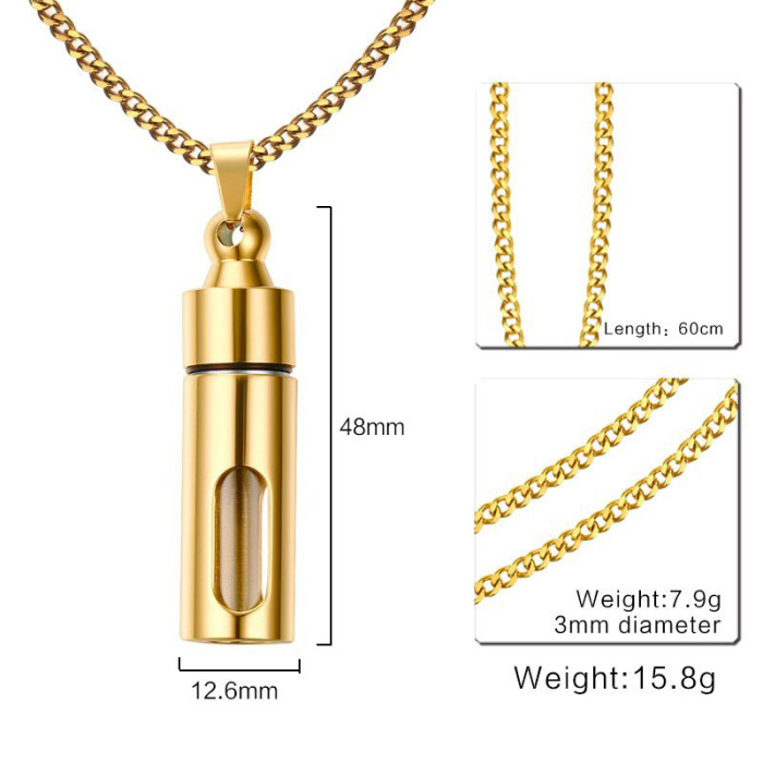Wholesale Gold Stainless Steel Perfume Bottle Pendant Jewelry