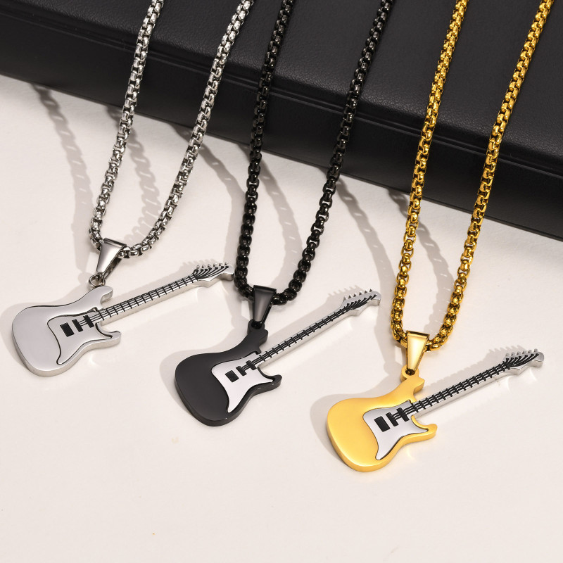 Wholesale Mens Stainless Steel Guitar Pendants