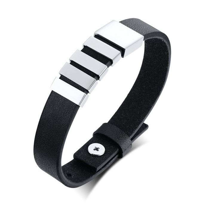 Wholesale Personalized Genuine Black Leather Bracelet