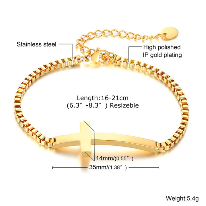 Wholesale Stainless Steel Sideway Cross Bracelet