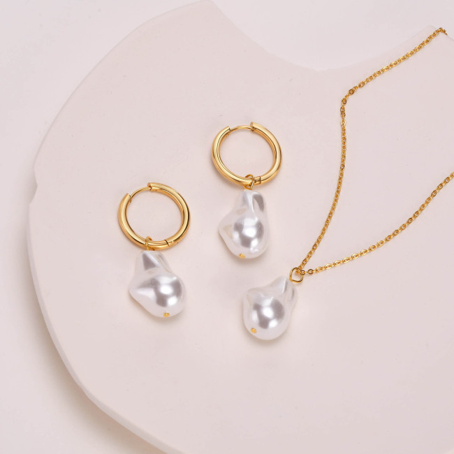 Wholesale Stainless Steel Baroque Pearl Earring