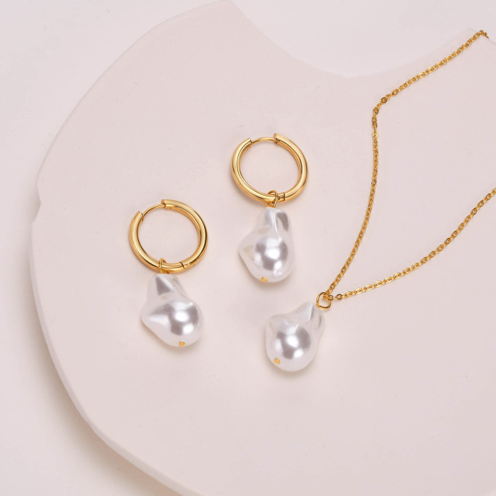 Wholesale Stainless Steel Baroque Pearl Earring