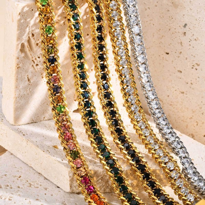 Wholesale Stainless Steel Chain Zircon Bracelet