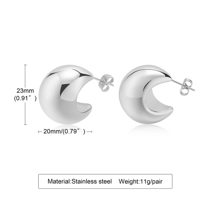 Wholesale Stainless Steel Hollow Moon Earrings