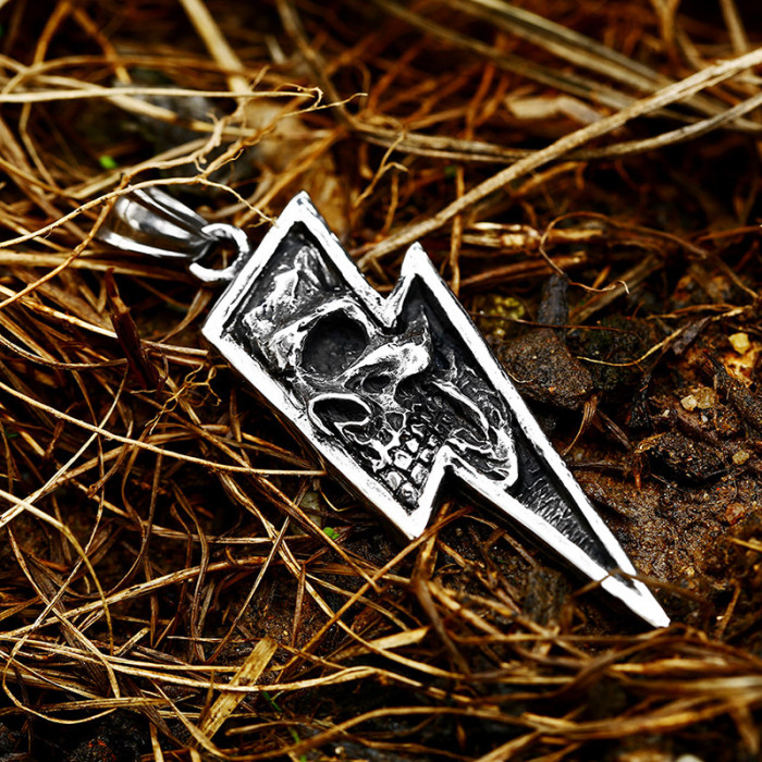 Wholesale Lightning Skull Stainless Steel Pendant