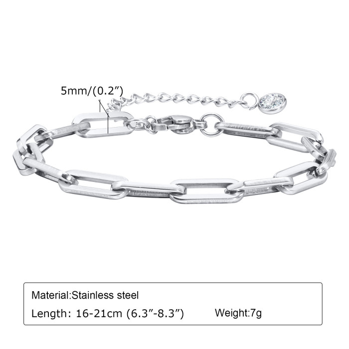 Wholesale Stainless Steel Paperclip Chain Bracelets