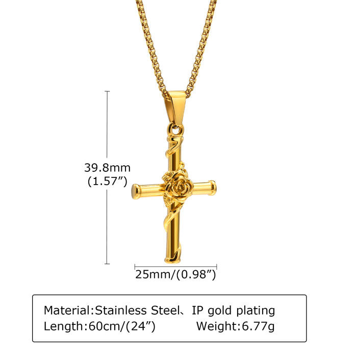 Wholesale Stainless Steel Roses Cross Pendant